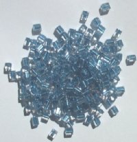 10 grams of 4x4mm Colorlined Metallic Light Blue Miyuki Cubes